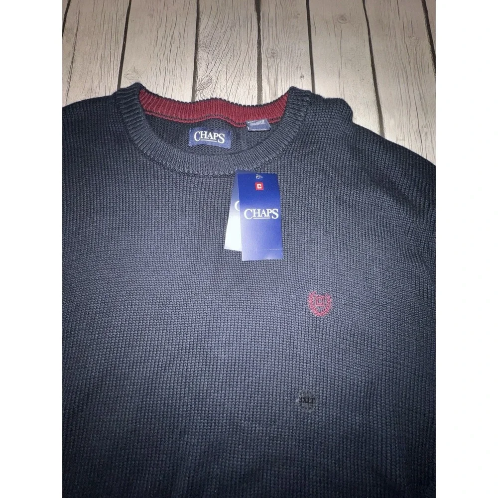Chaps Sweater Men 3XLT Blue Big & Tall Cotton Crew Neck Pullover NWT